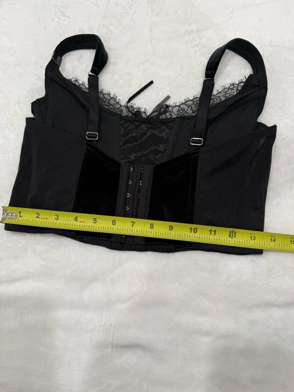 VS Black Velvet Lace Corset Bustier Top Size Large Y2K Dark Coquette Romantic - Picture 6 of 6